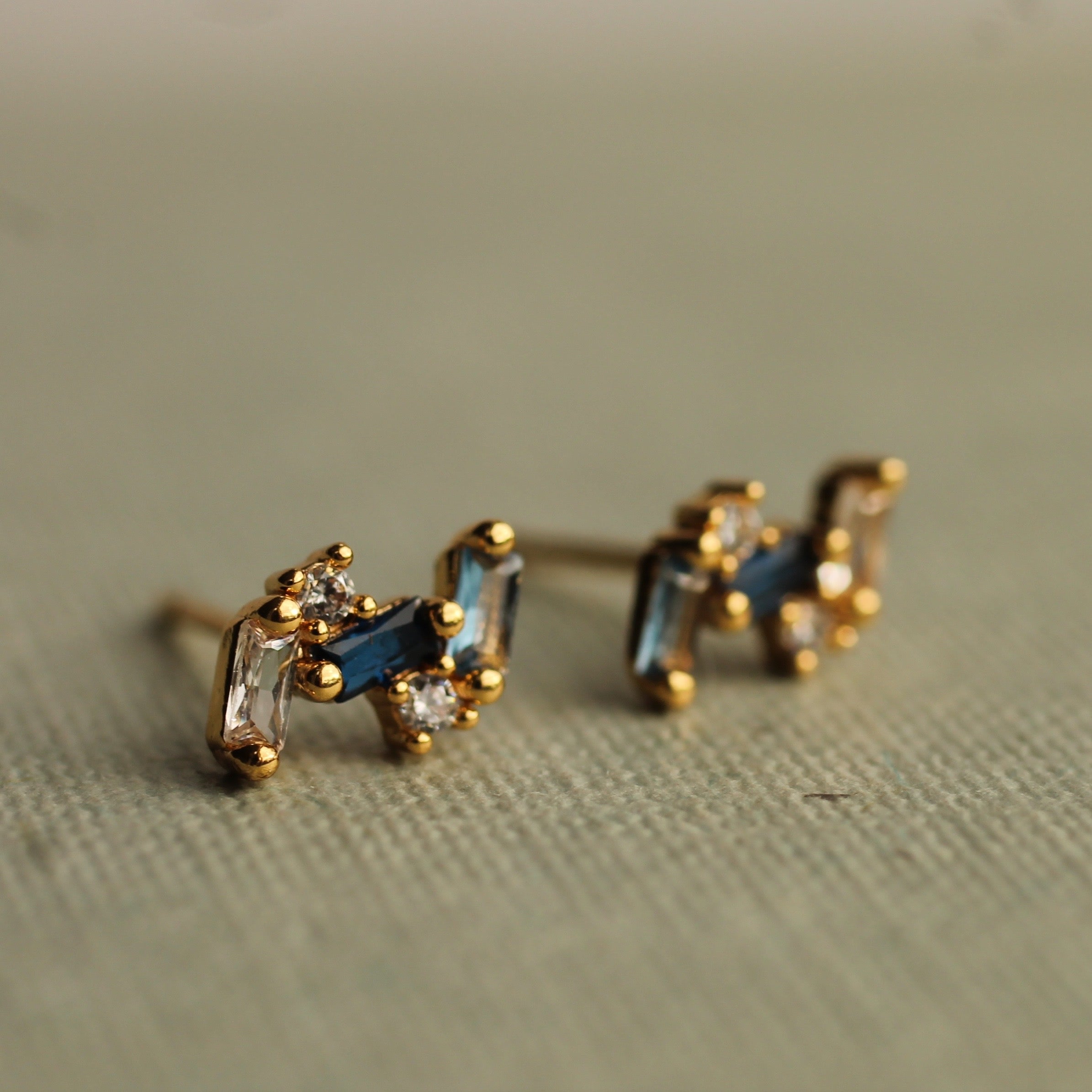 Sapphire Baguette Stud Earrings