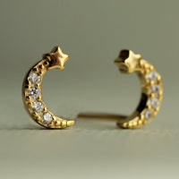 Gold Vermeil Moon Stud Earrings
