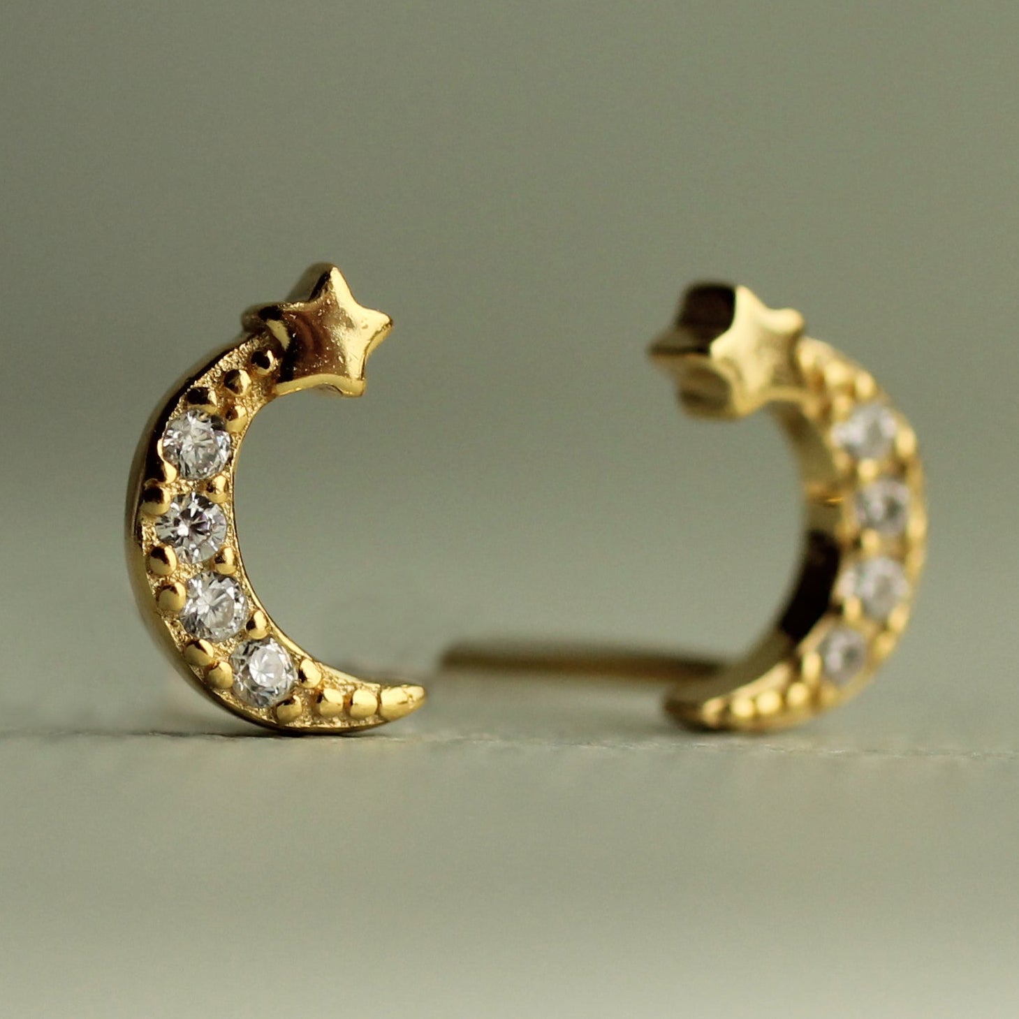 Gold Vermeil Moon Stud Earrings