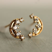 New Moon Crescent Stud Earrings