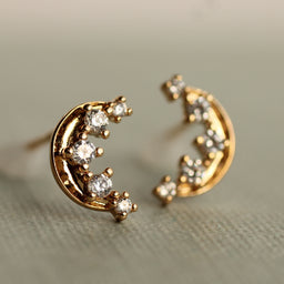 New Moon Crescent Stud Earrings