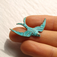 Verdigris Swallow Bird Brooch