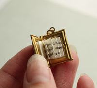 Gold Brass Banner Book Locket Necklace