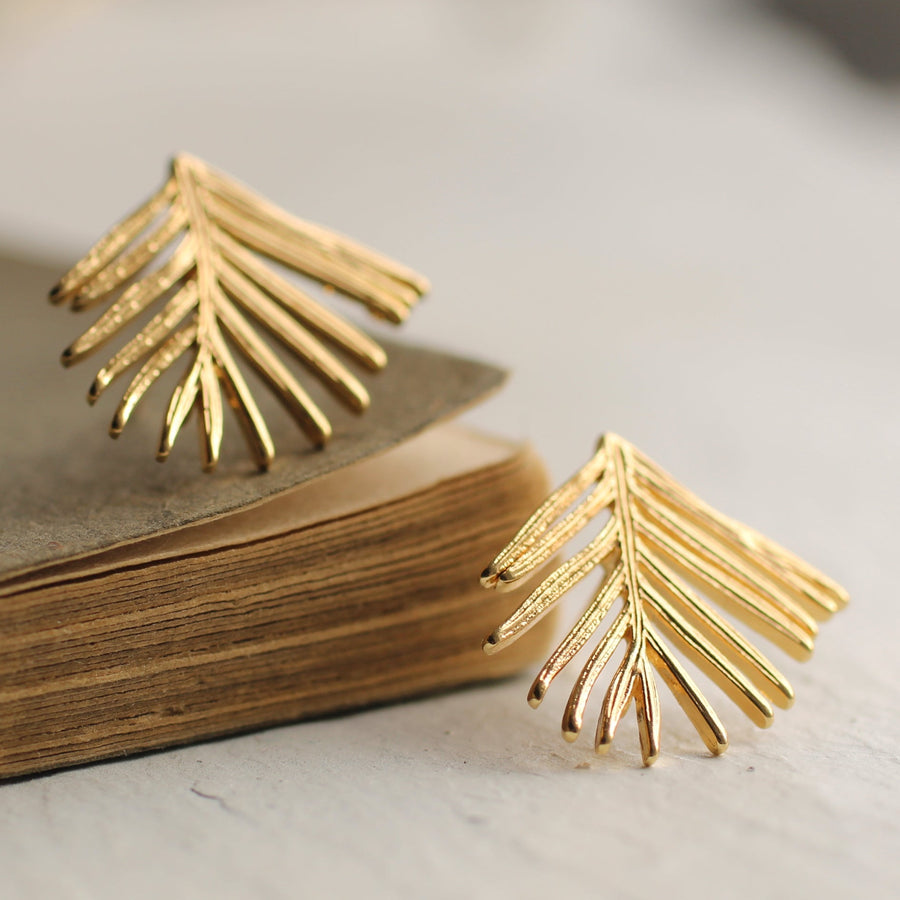 Pine Needle Fir Branch Stud Earrings