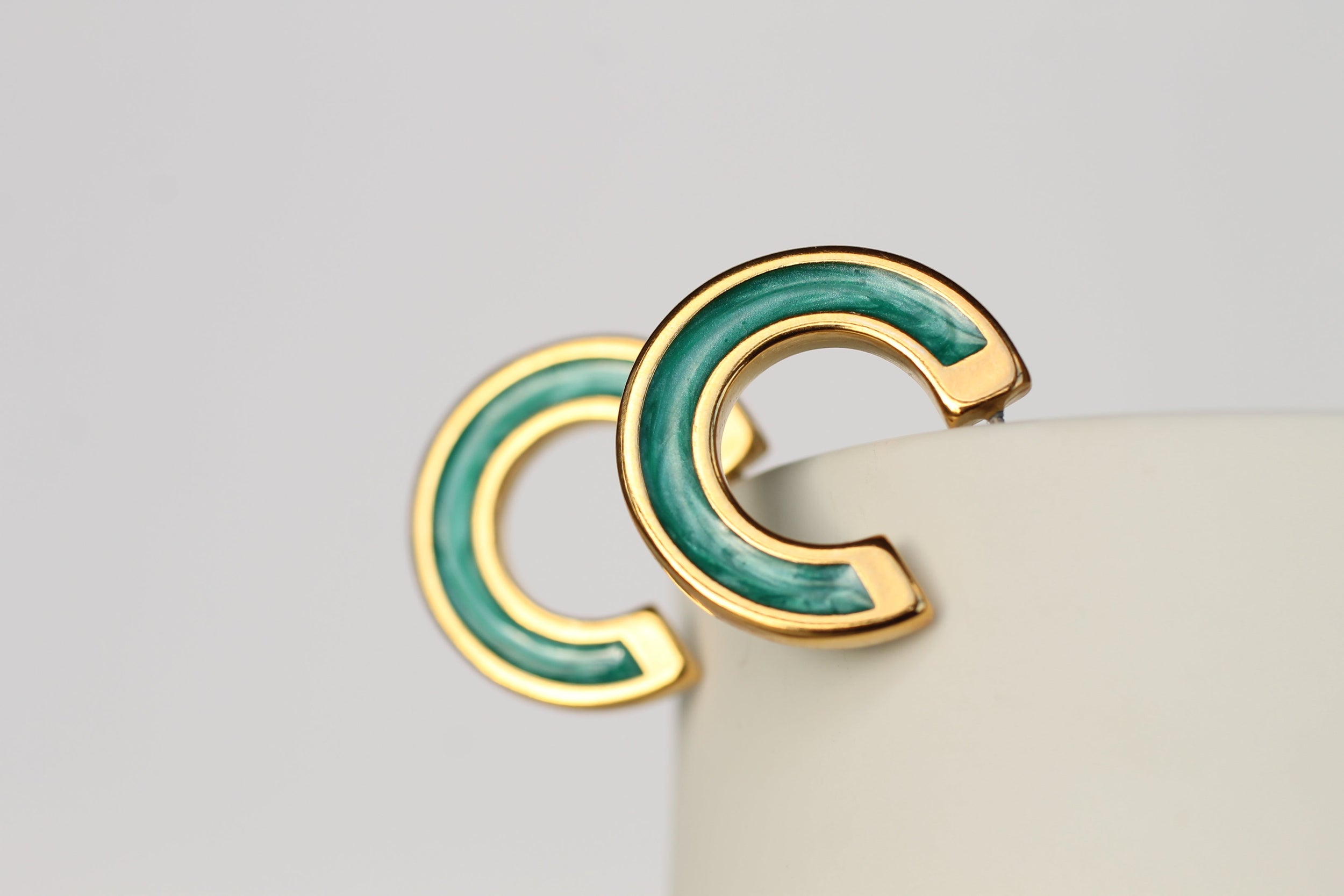 Turquoise Enamel Mini Hoop Earrings