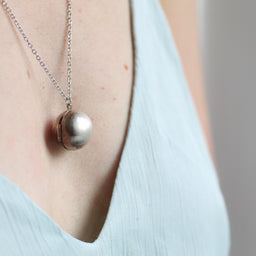 Silver Sphere Locket Necklace