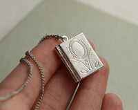 Silver Flower Book Locket Necklace