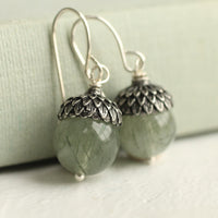 Silver Gemstone Acorn Earrings