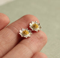 Sterling Silver Daisy Stud Earrings