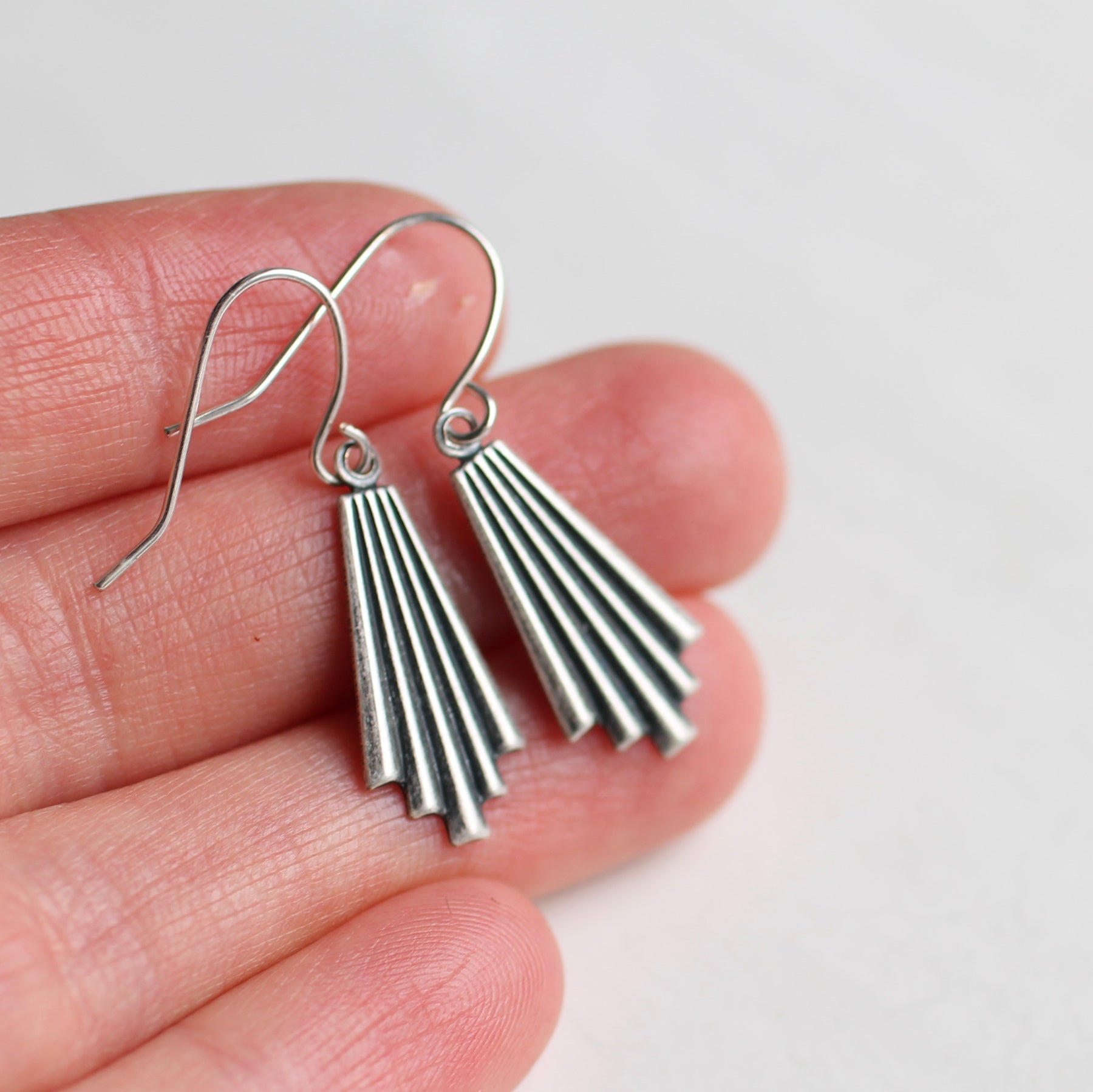 Silver Art Deco Chrysler Earrings