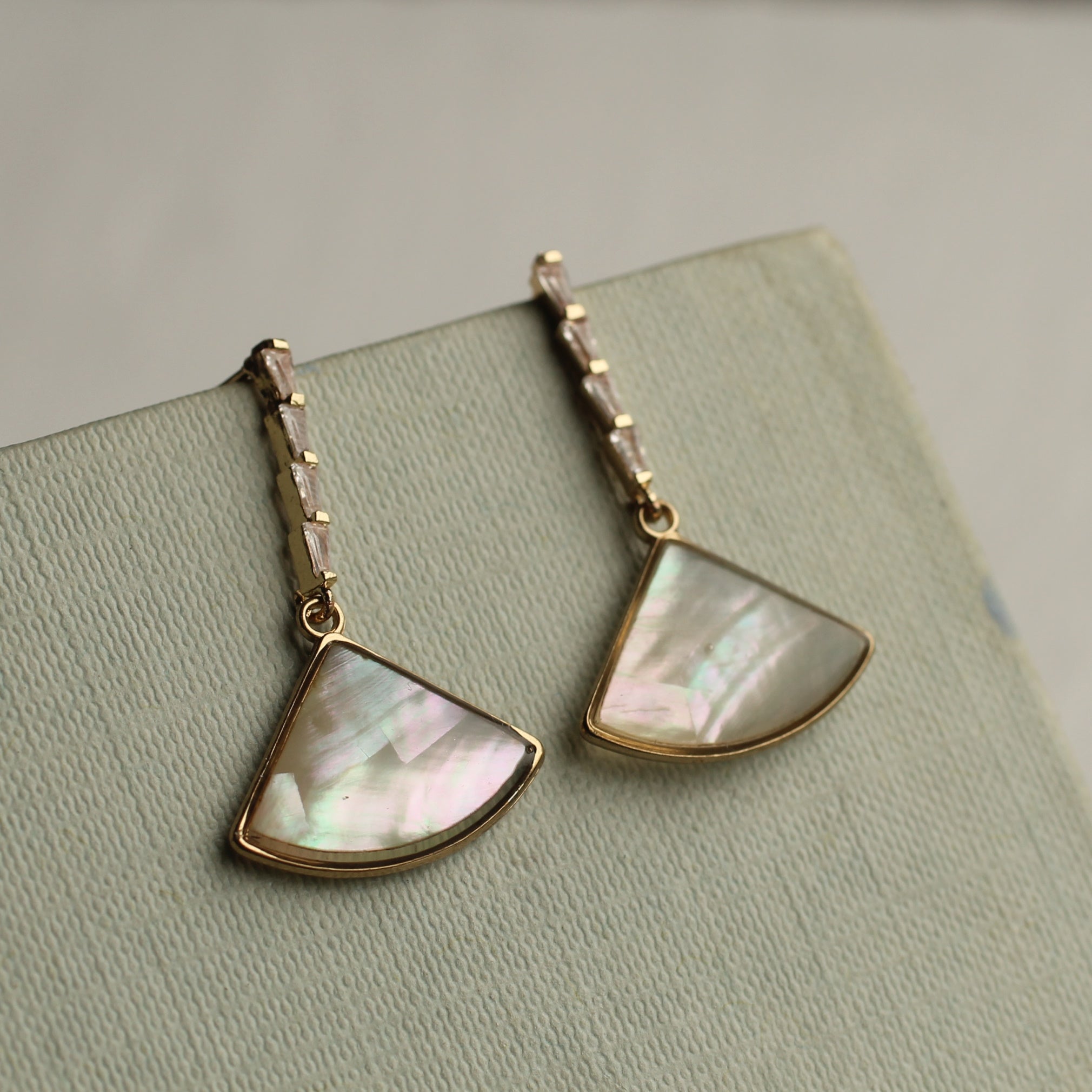 Pearl Crystal Fan Earrings