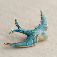 Blue Swallow Bird Brooch