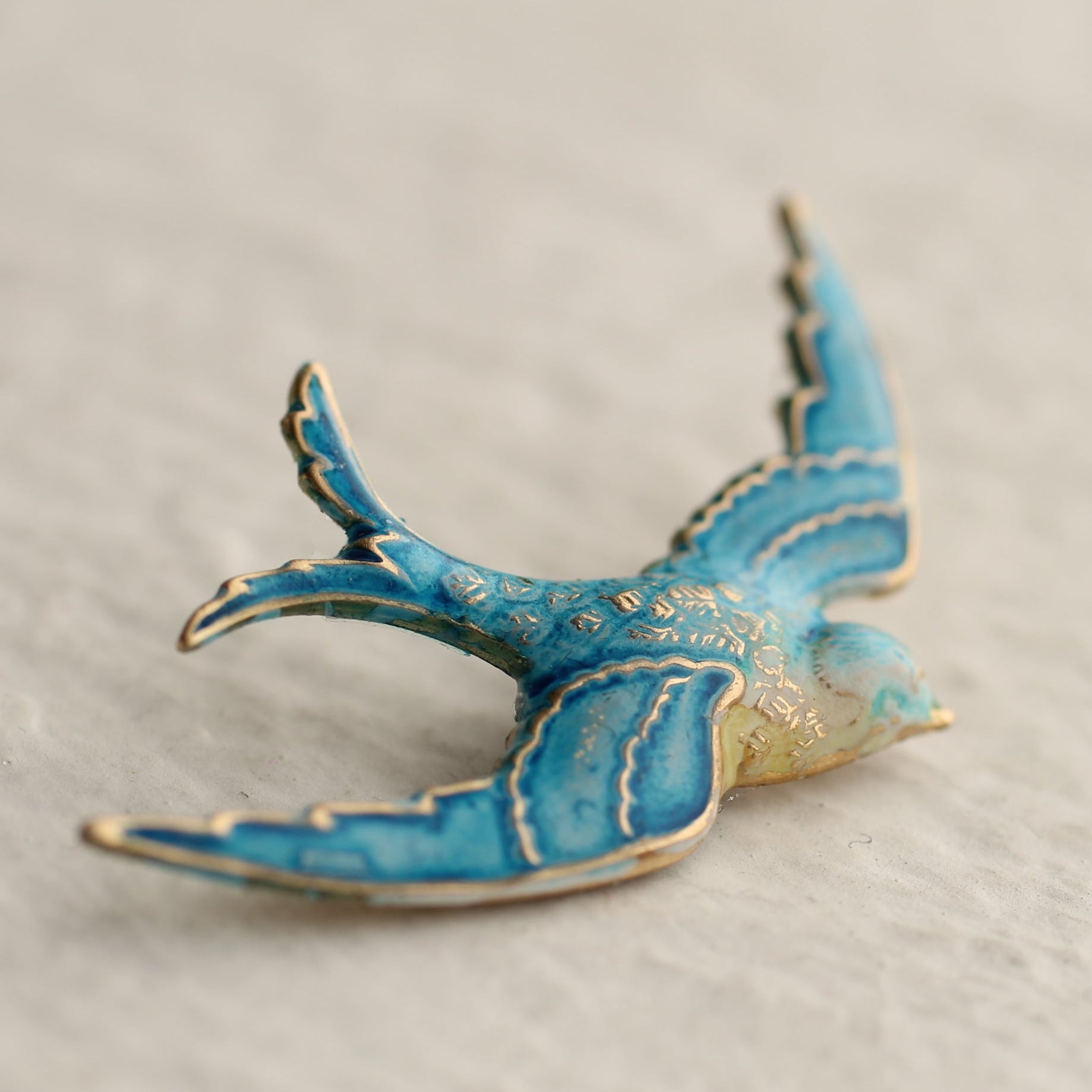 Blue Swallow Bird Brooch