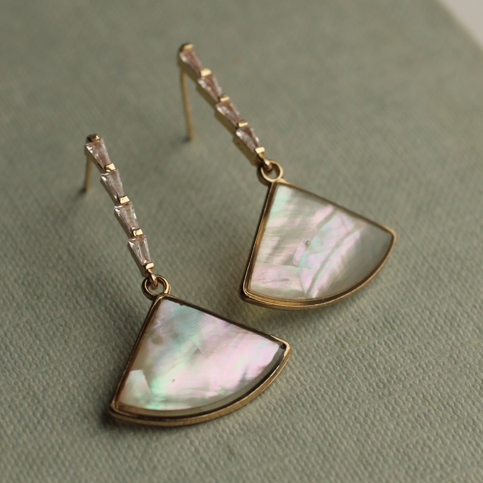 Pearl Crystal Fan Earrings