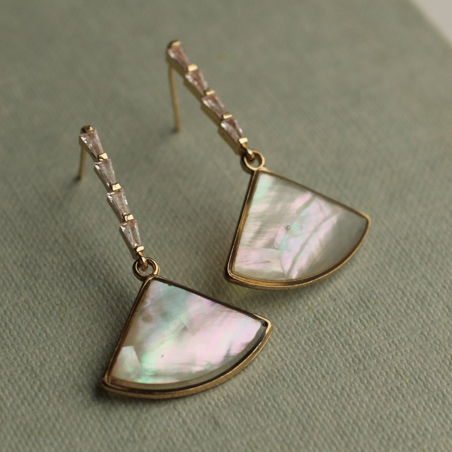 Pearl Crystal Fan Earrings