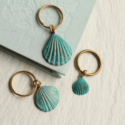 Turquoise Seashell and Pearl Keyring