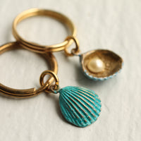Turquoise Seashell and Pearl Keyring