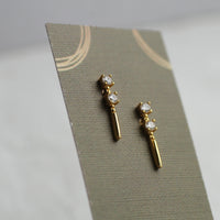 Gold Minimalist Baton Stud Earrings