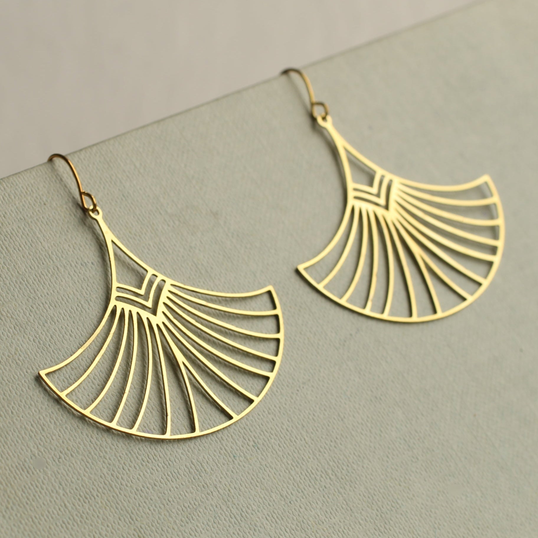 Art Deco Aztec Statement Fan Earrings