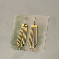 Art Deco Gold Fan Earrings