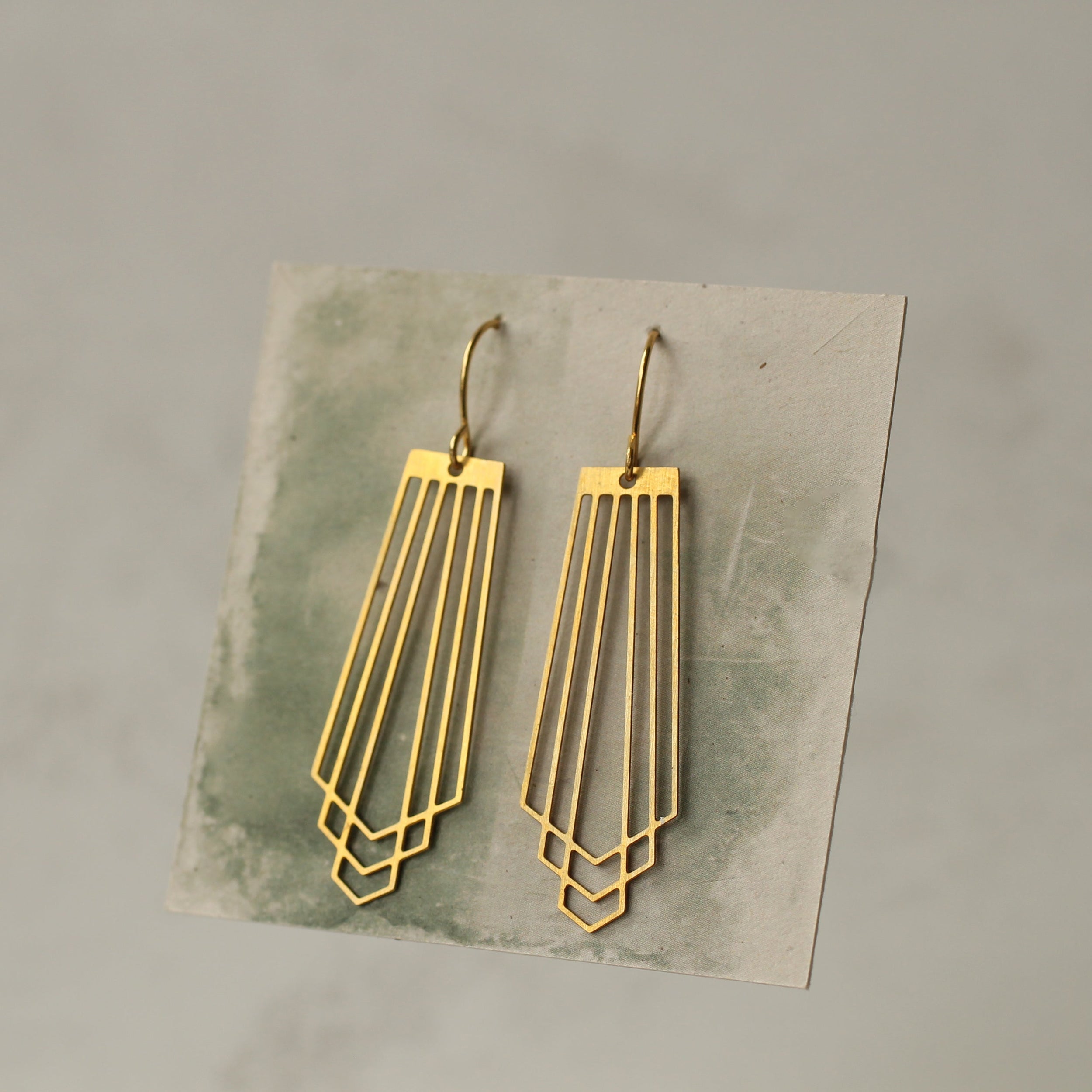 Art Deco Gold Fan Earrings