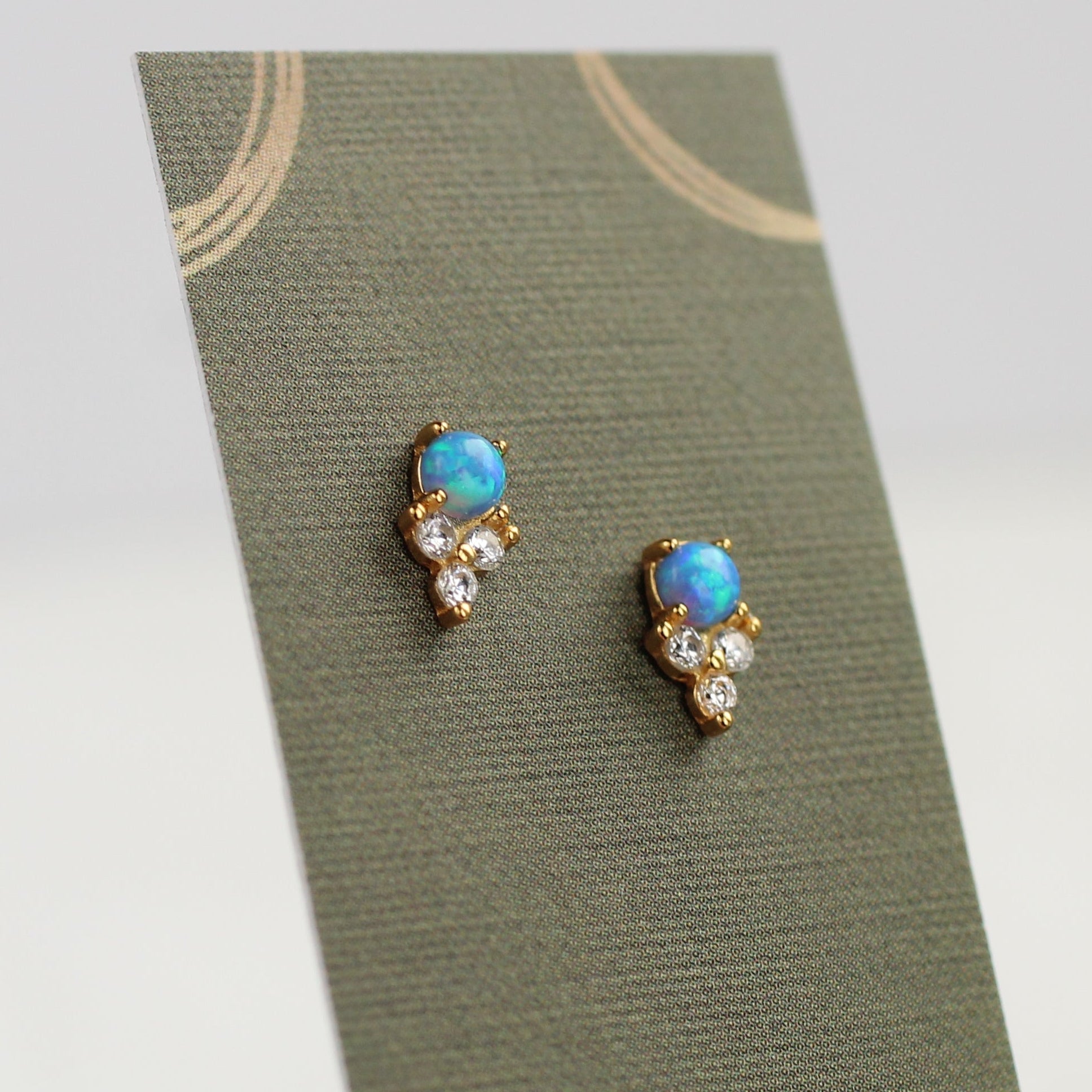 Blue Opal Stud Earrings