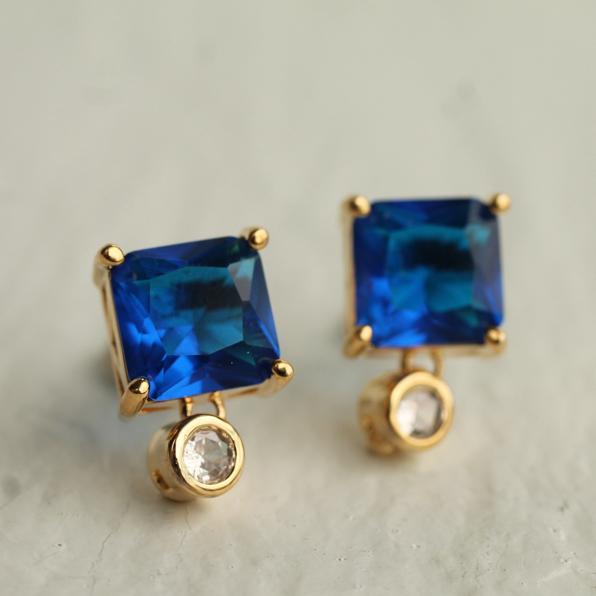 Royal Blue Block Earrings