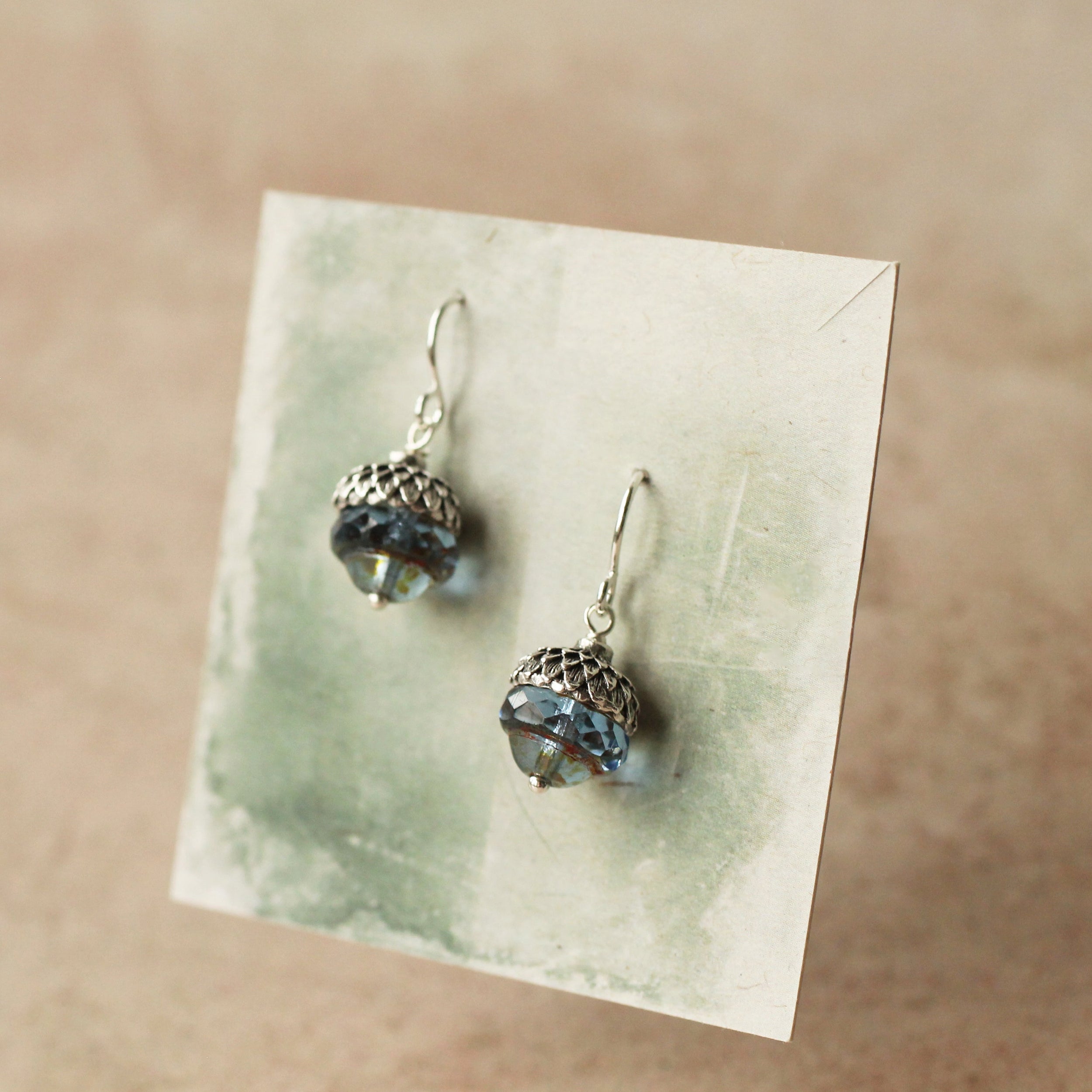 Sky Blue silver Acorn Necklace