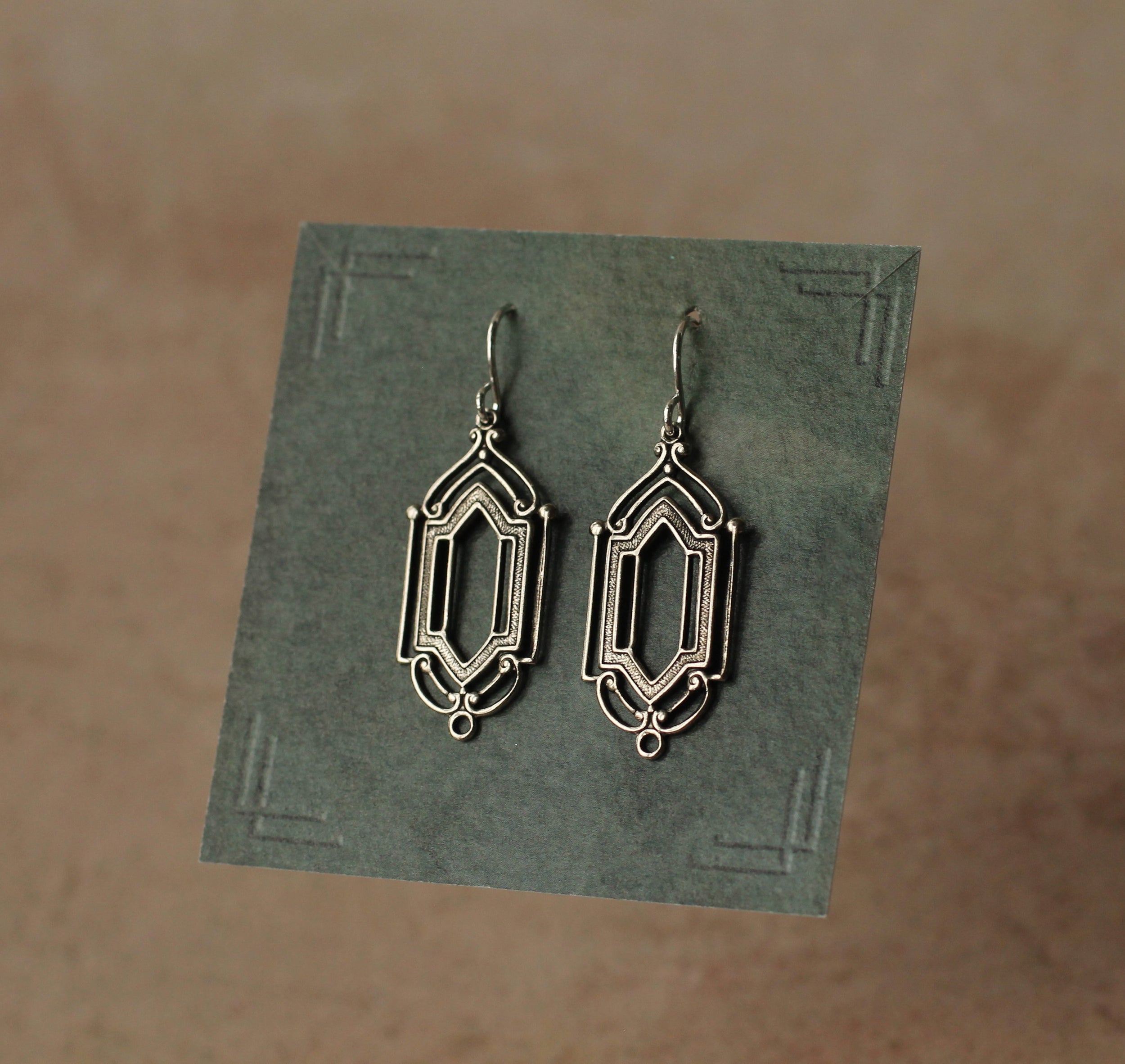 Silver Art Deco Drop Earrings