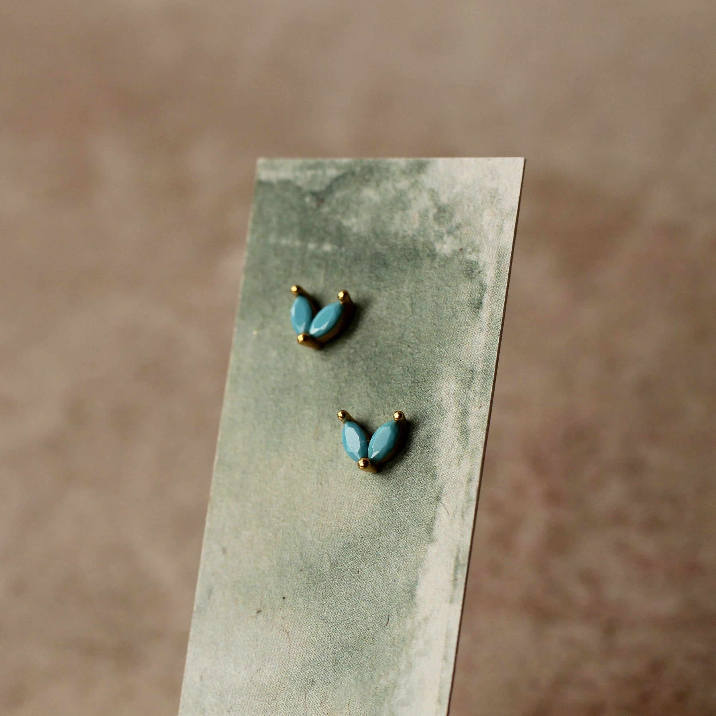 Turquoise Petal Stud Earrings