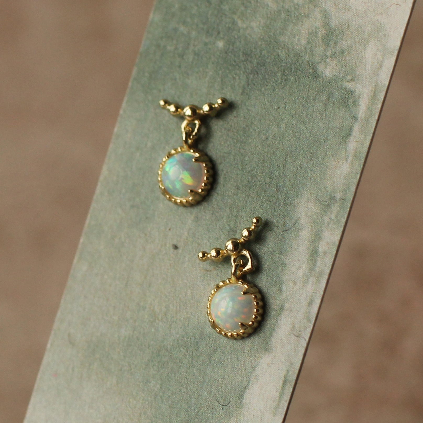 Opal Dangle Stud Earrings