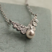 Silver Pearl Art Deco Necklace