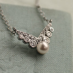 Silver Pearl Art Deco Necklace