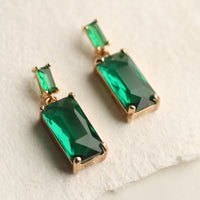 Emerald Block Baguette Earrings