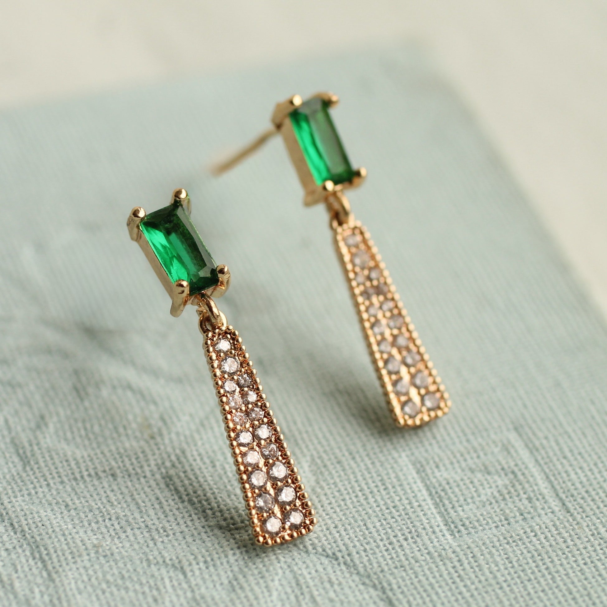 Emerald Crystal Drop Earrings