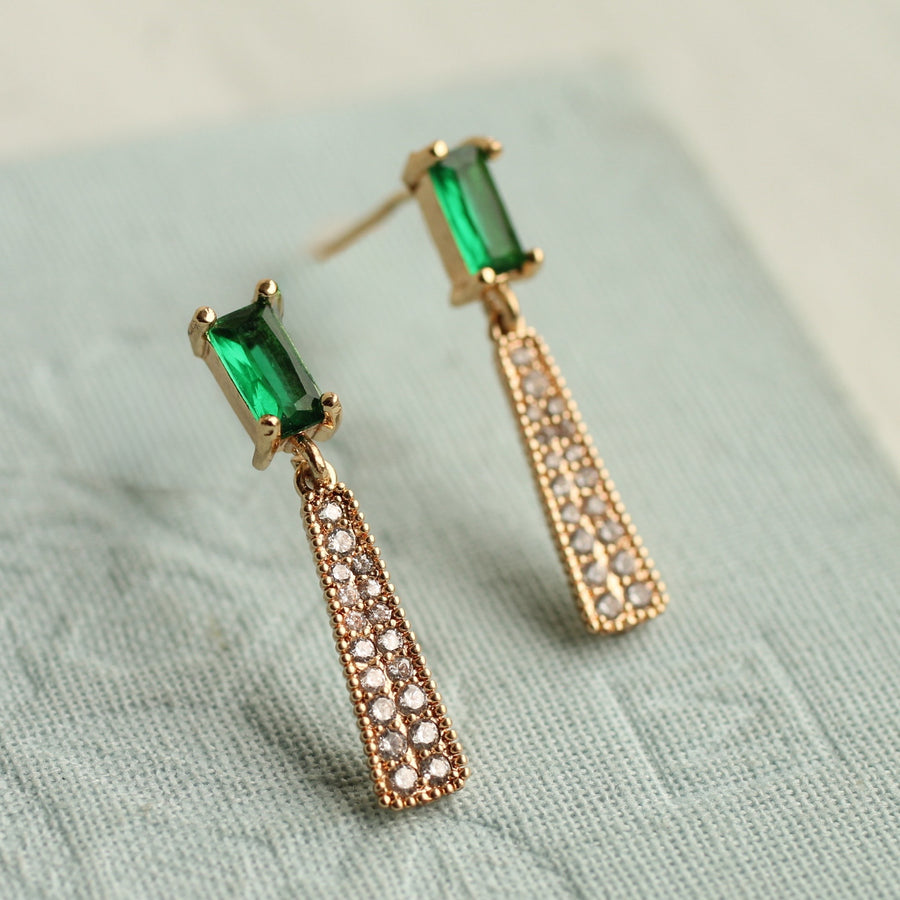 Emerald Crystal Drop Earrings
