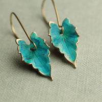 Verdigris Leaf Turquoise Green Earrings