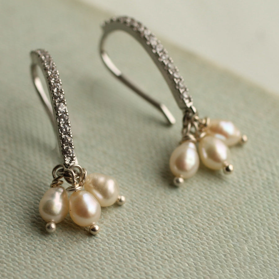 Freshwater Pearl and Silver Bridal Earrings
