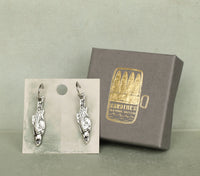 Silver Sardine Fish Hoop Earrings