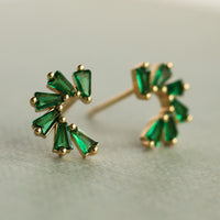 Emerald Pinwheel Stud Earrings
