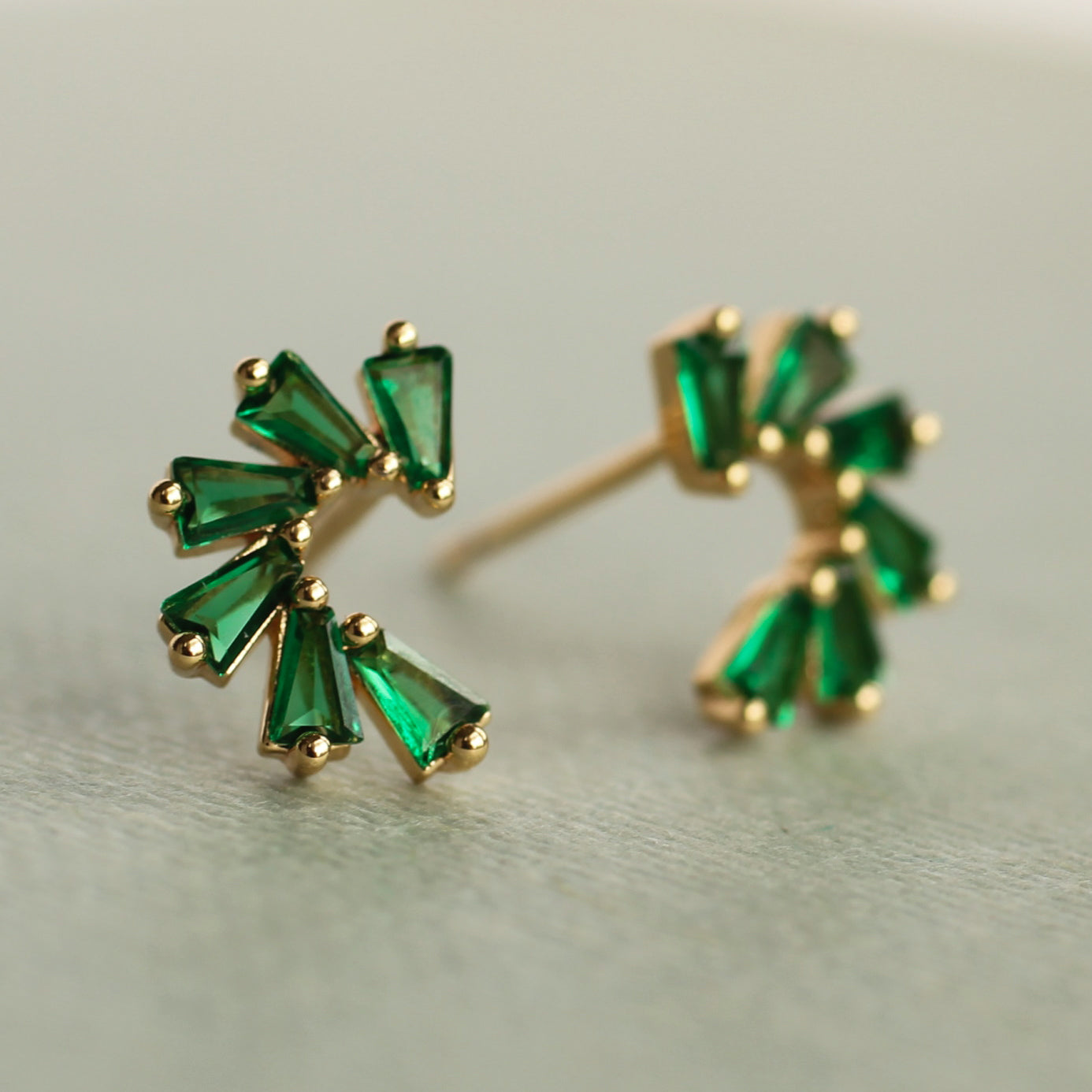 Emerald Pinwheel Stud Earrings