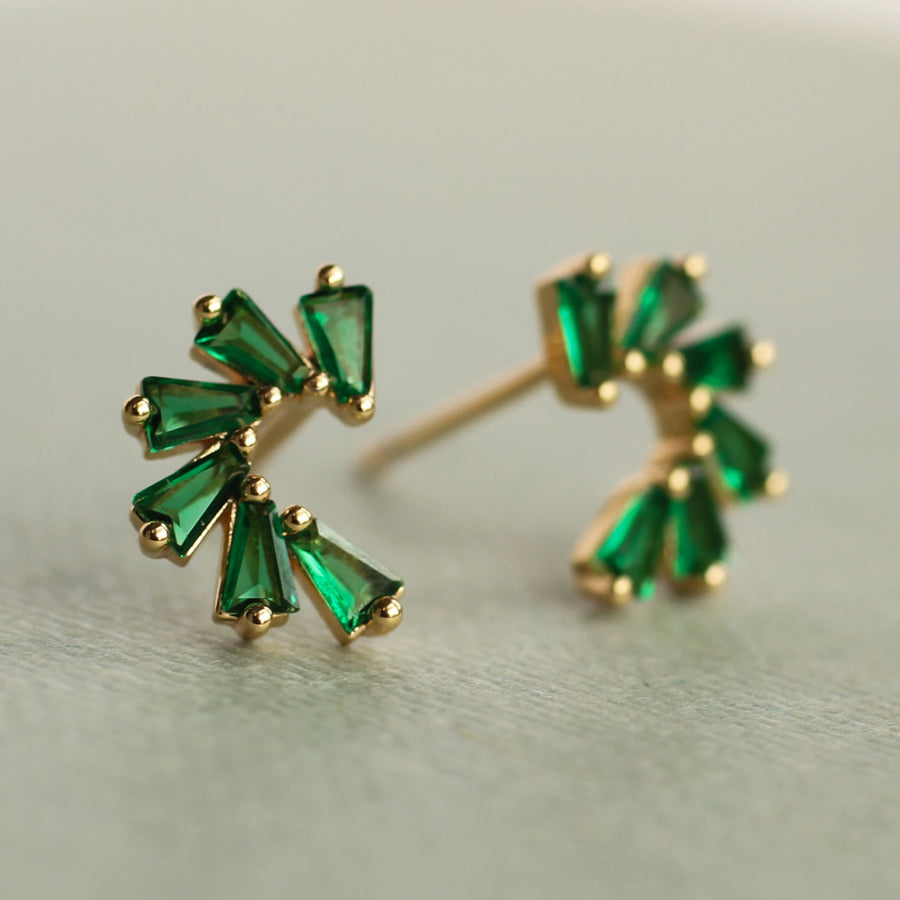 Emerald Pinwheel Stud Earrings