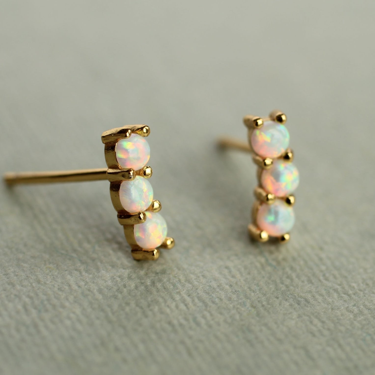 Opal Caterpillar Stud Earrings