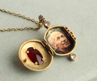 Art Deco Ruby Red Locket Necklace