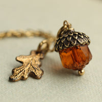 Burnt Orange Acorn Necklace