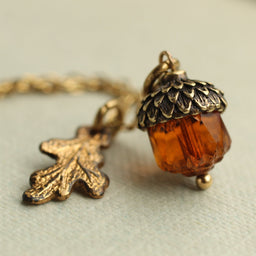 Burnt Orange Acorn Necklace