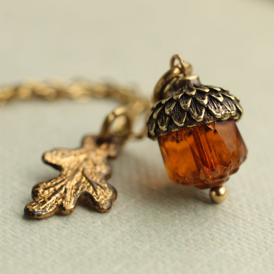 Burnt Orange Acorn Necklace