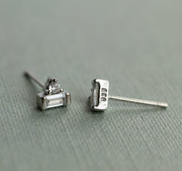 Art Deco Silver Crystal Pyramid Stud Earrings