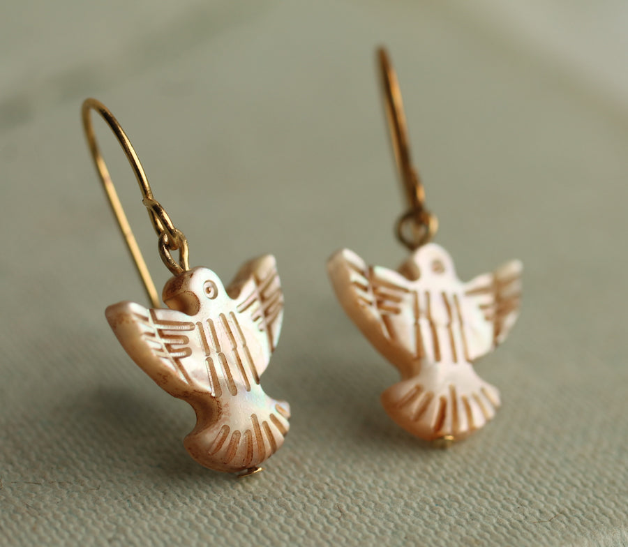 Pearl Dove Bird Earrings