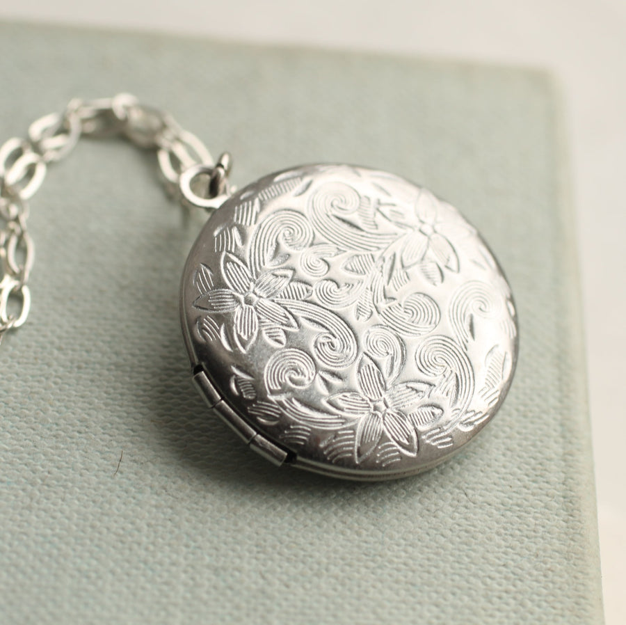 Silver Flower Locket